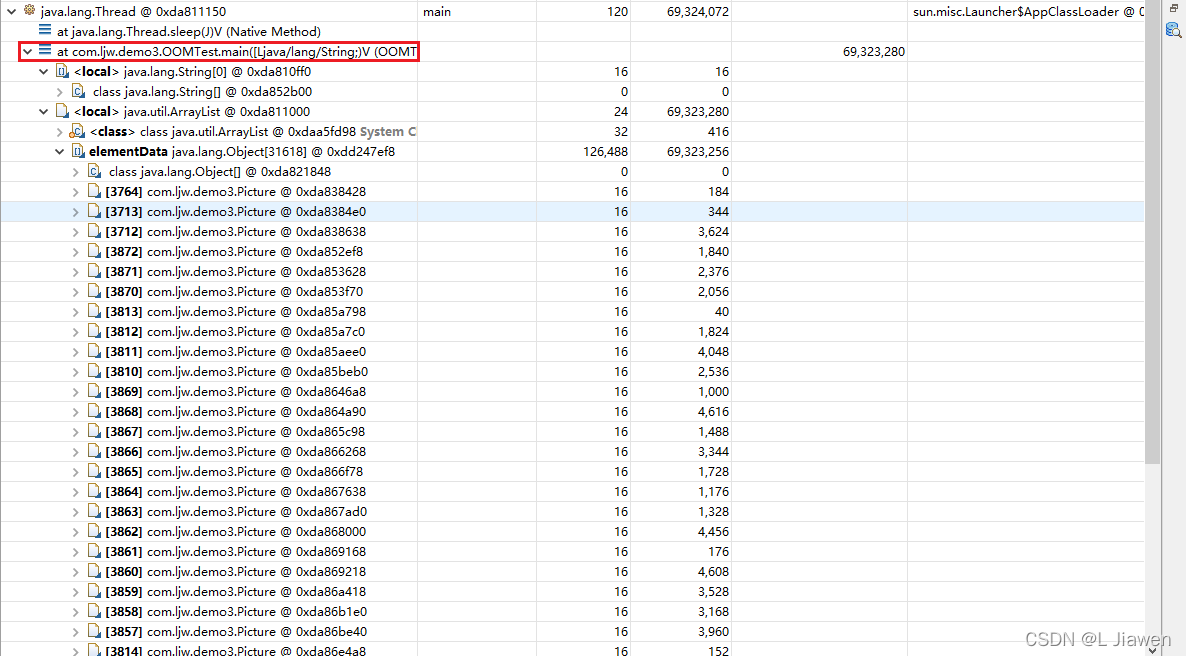 查看局部变量的信息