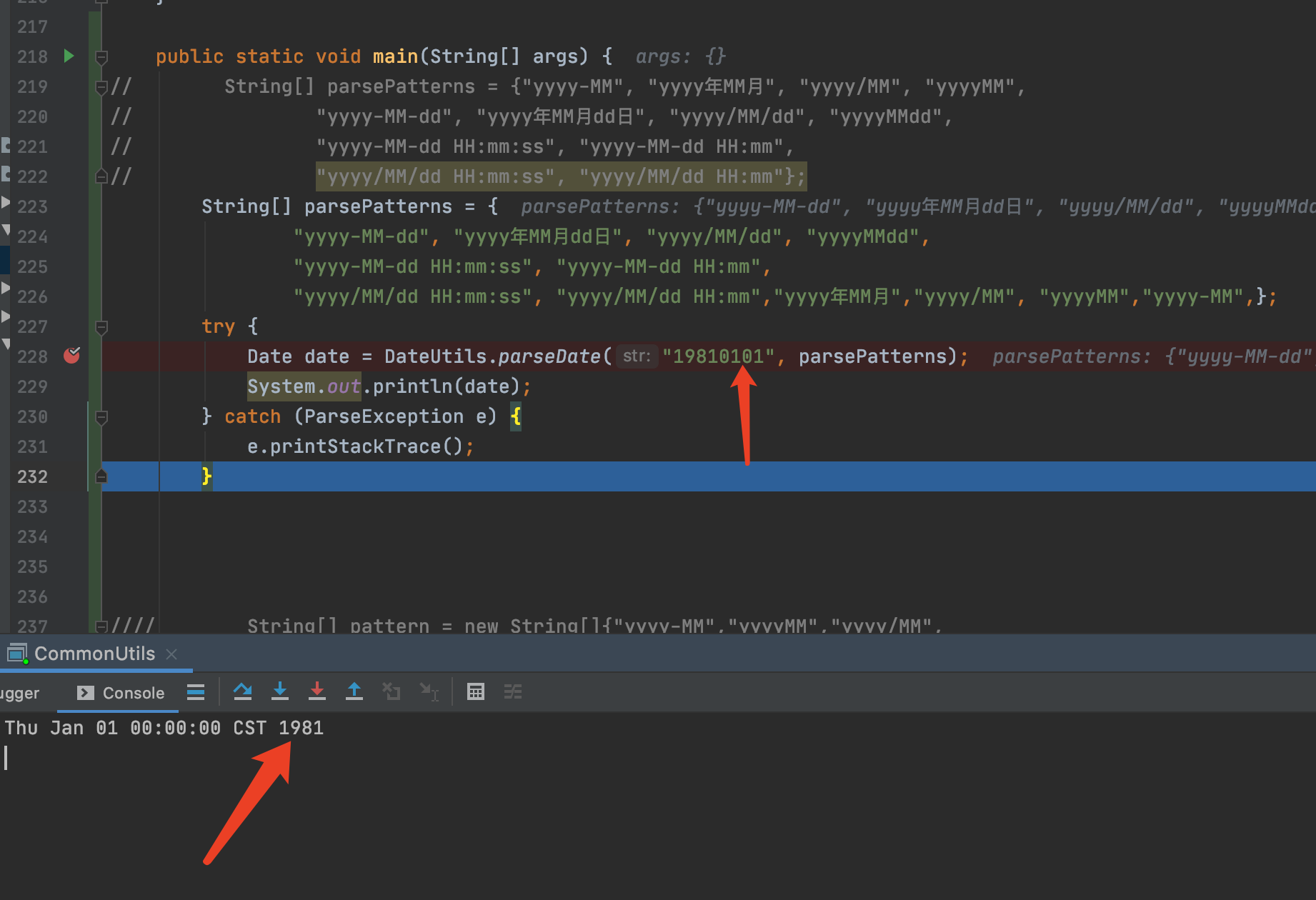 DateUtils.paraseDate(String sDate,String[] parasePatterns)；转换时间不对，pattern数组顺序