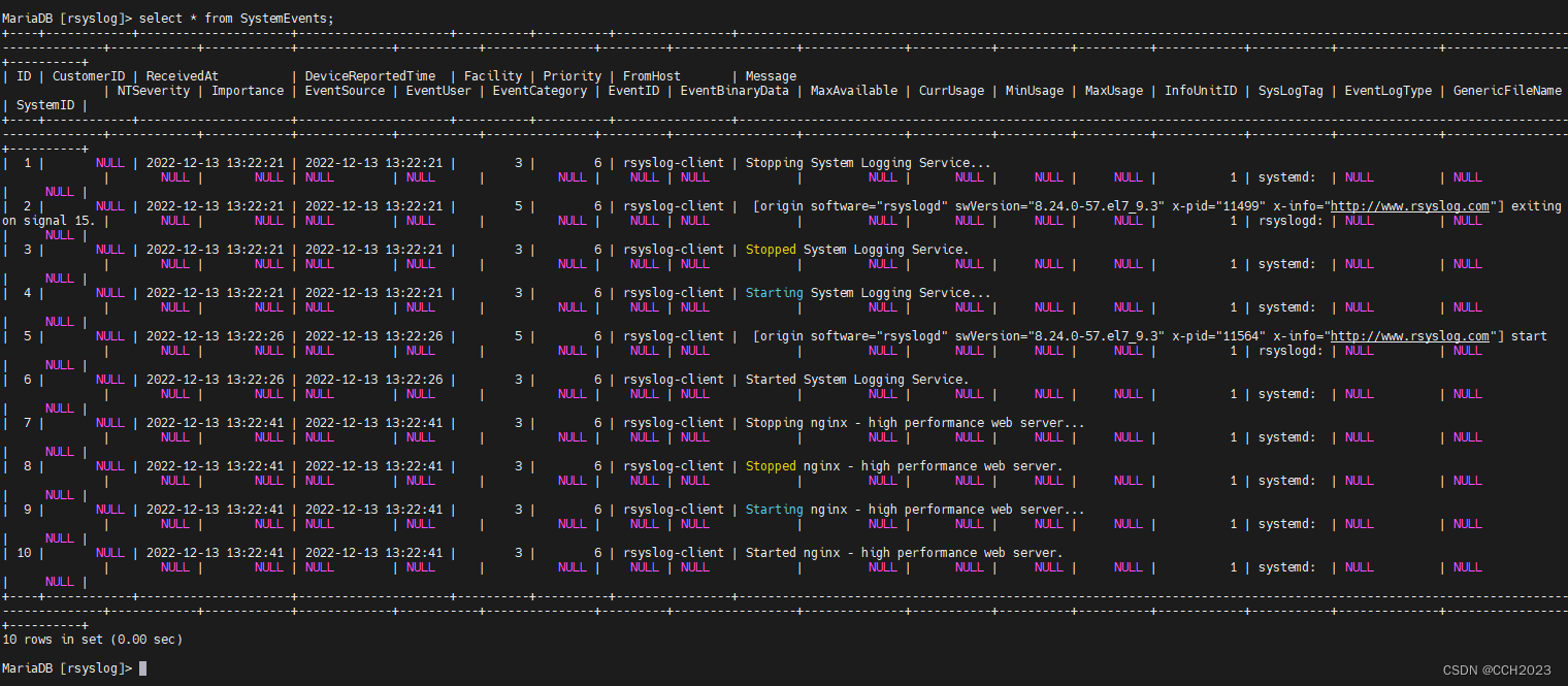 Rsyslog+MariaDB搭建Rsyslog日志服务器