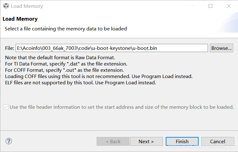 图5 load memory具体配置