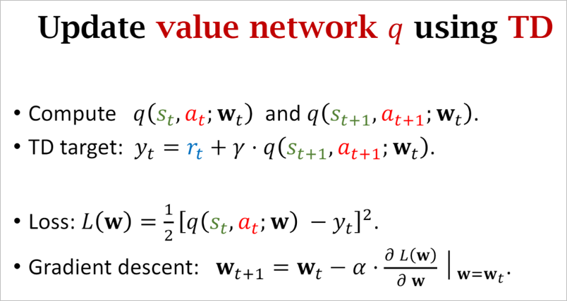 ▲ 图2.1 采用TD算法更新Critic网络权值与Q值的算法过程示意图