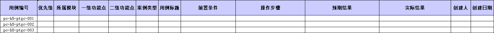 测试用例格式--之--Excel自增长测试用例编号