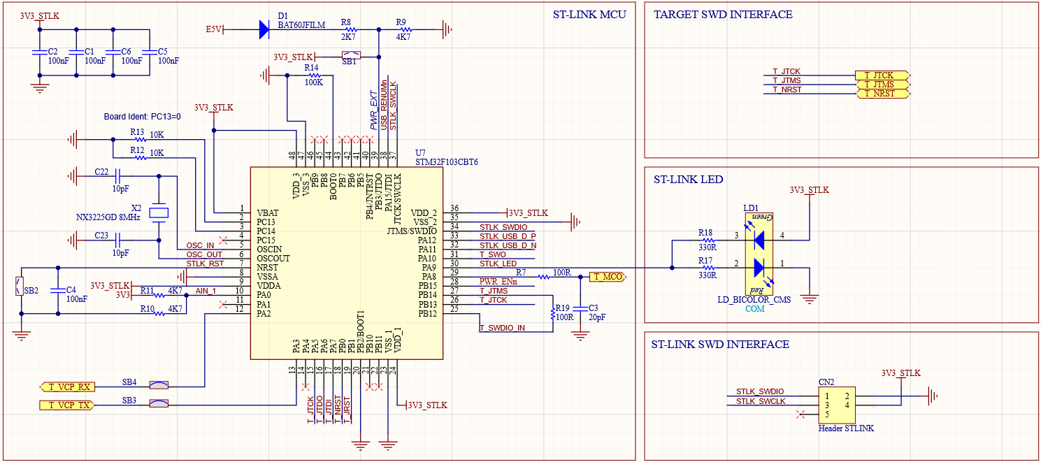 板载的ST-LINK原理图