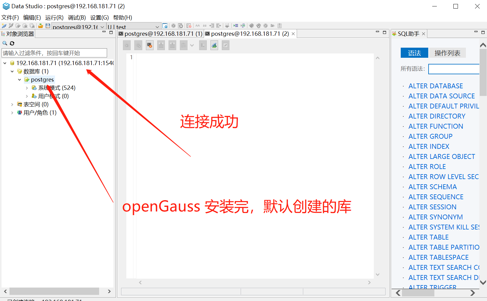 【通过Data Studio连接openGauss---快速入门】