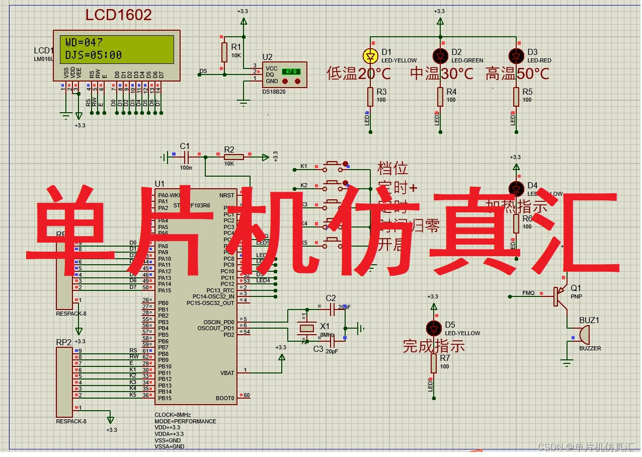 STM32 Proteus UCOSII系统微波炉控制系统DS18B20-0057