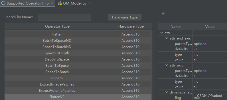 View Supported Operators