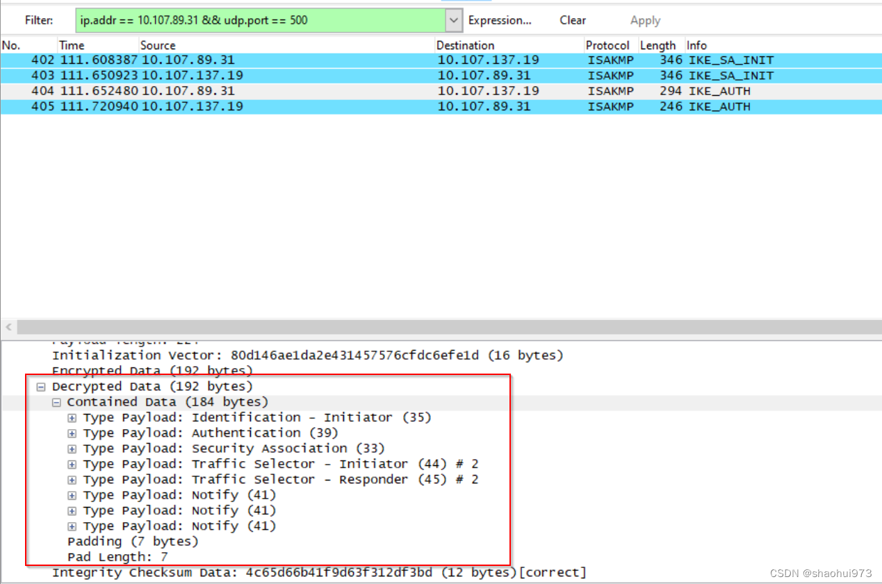 使用wireshark解密ipsec ISAKMP包