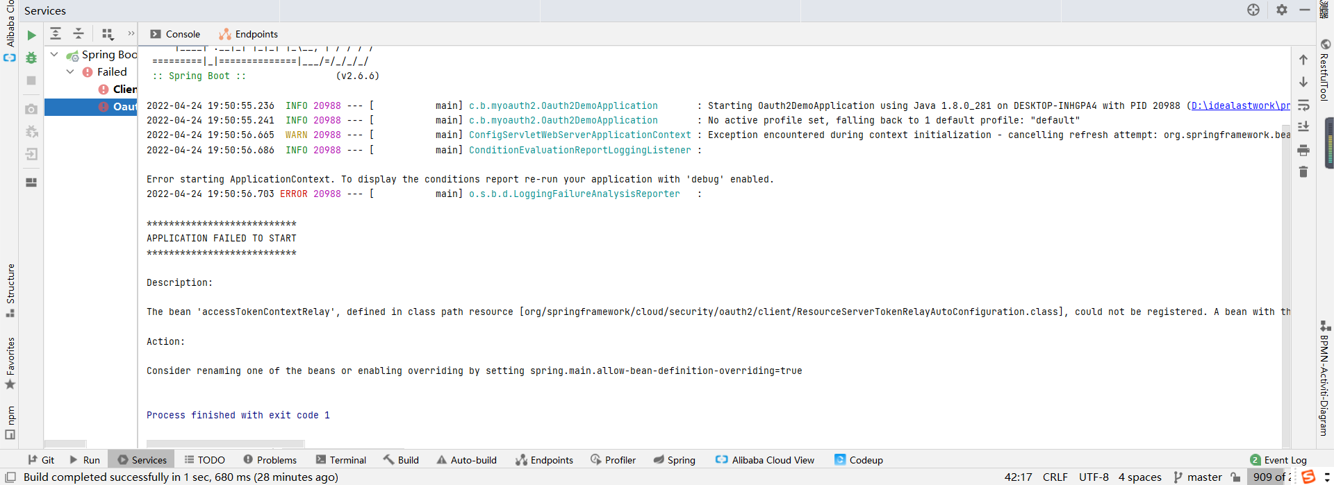 A bean with that name has already been defined in class path resource [.] and overriding is