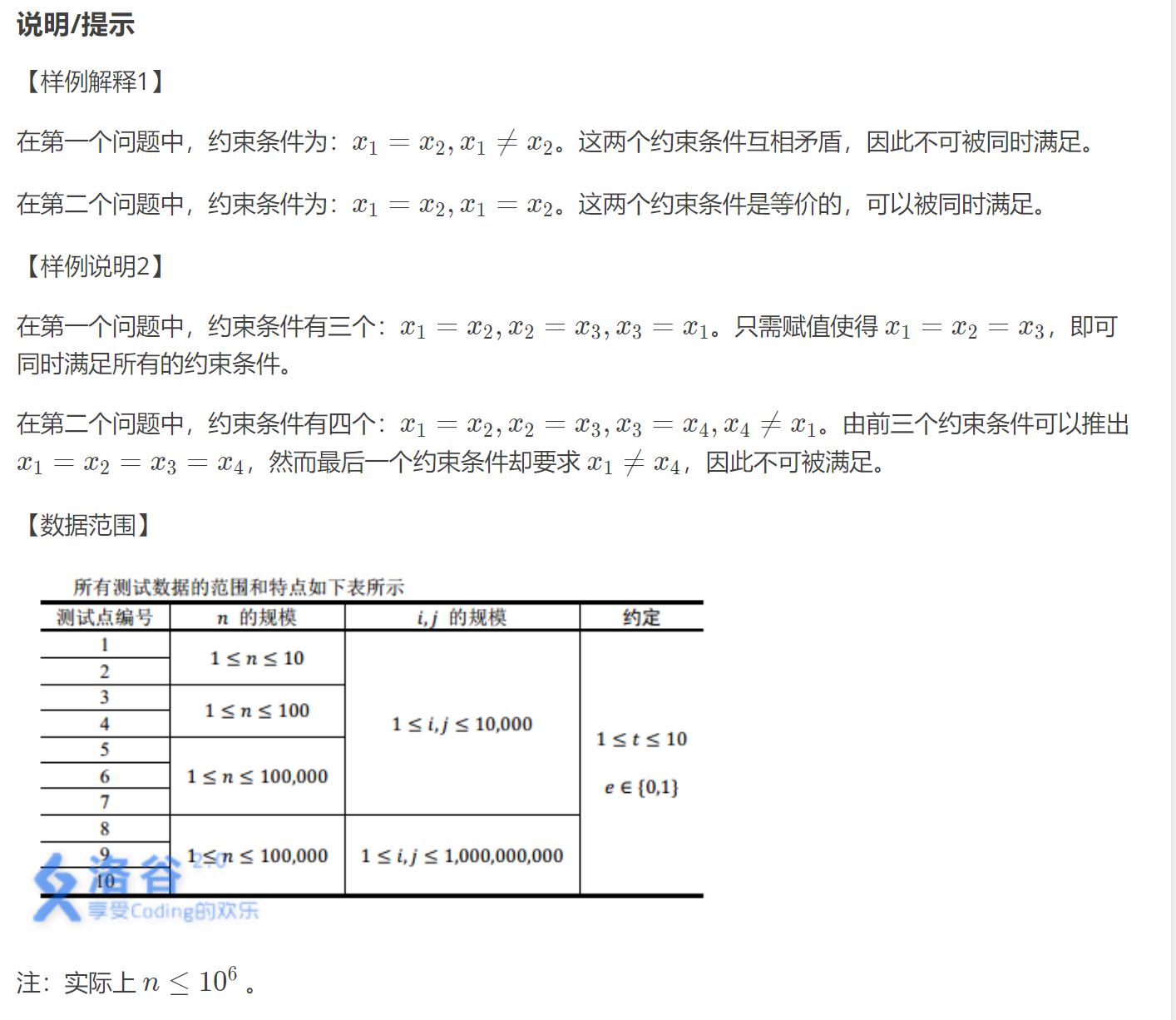 题248.离散化-洛谷P1955 [NOI2015] 程序自动分析