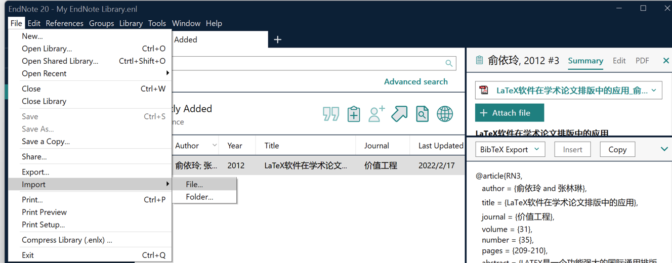 endnote 20 export to excel