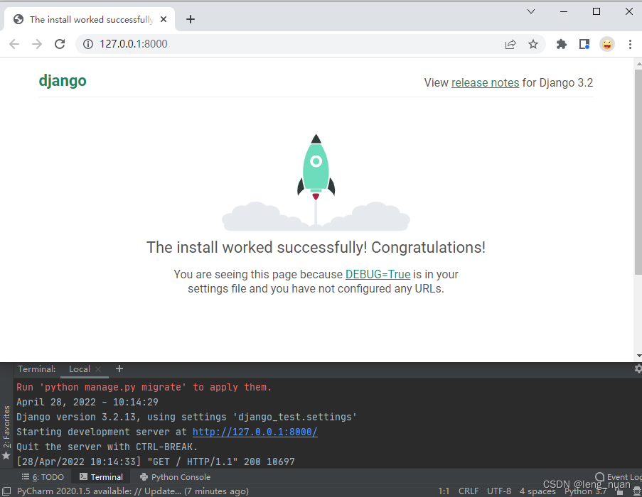 dos命令中输入django-admin  ,如出现界面说明成功   #如果失败可能是