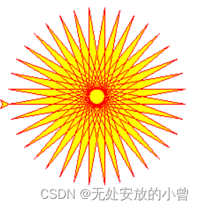 五角星,太阳花,等边三角形,正方形螺旋线,六角形5, 输入:无输出
