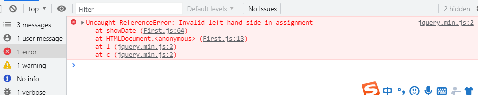 chrome invalid assignment left hand side
