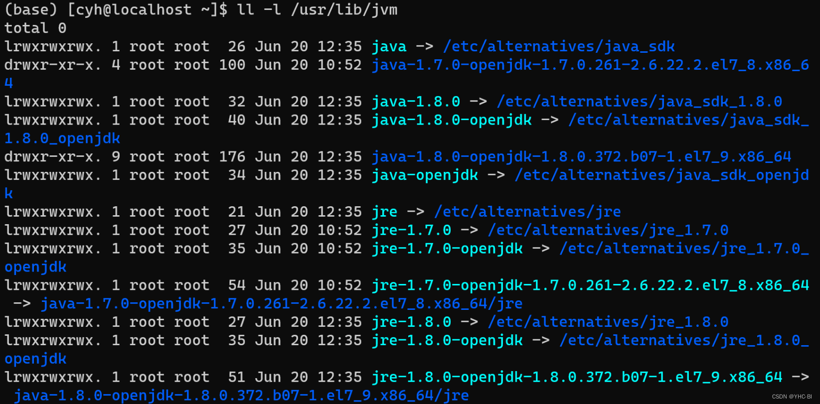 ll -l /usr/lib/jvm