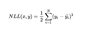 [外链图片转存失败,源站可能有防盗链机制,建议将图片保存下来直接上传(img-EoZhaFtA-1629389073454)(https://www.zhihu.com/equation?tex=NLL%28x%2C+y%29+%3D+%5Cfrac%7B1%7D%7B2%7D%5Csum_%7Bi%3D1%7D%5E%7BN%7D%28y_i+-+%5Chat%7By_i%7D%29%5E2+%5C%5C)]