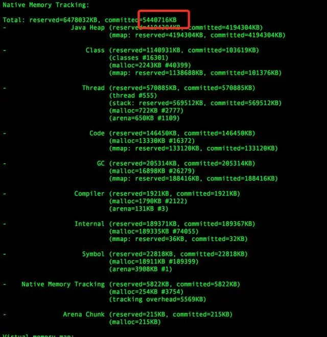 jcmd显示的内存情况