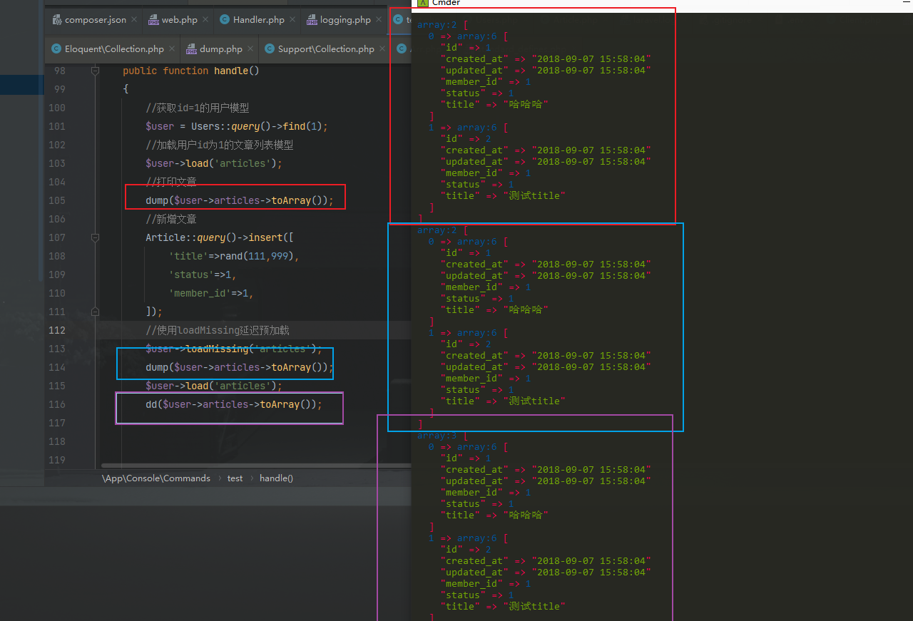 laravel中loadmissing和load区别