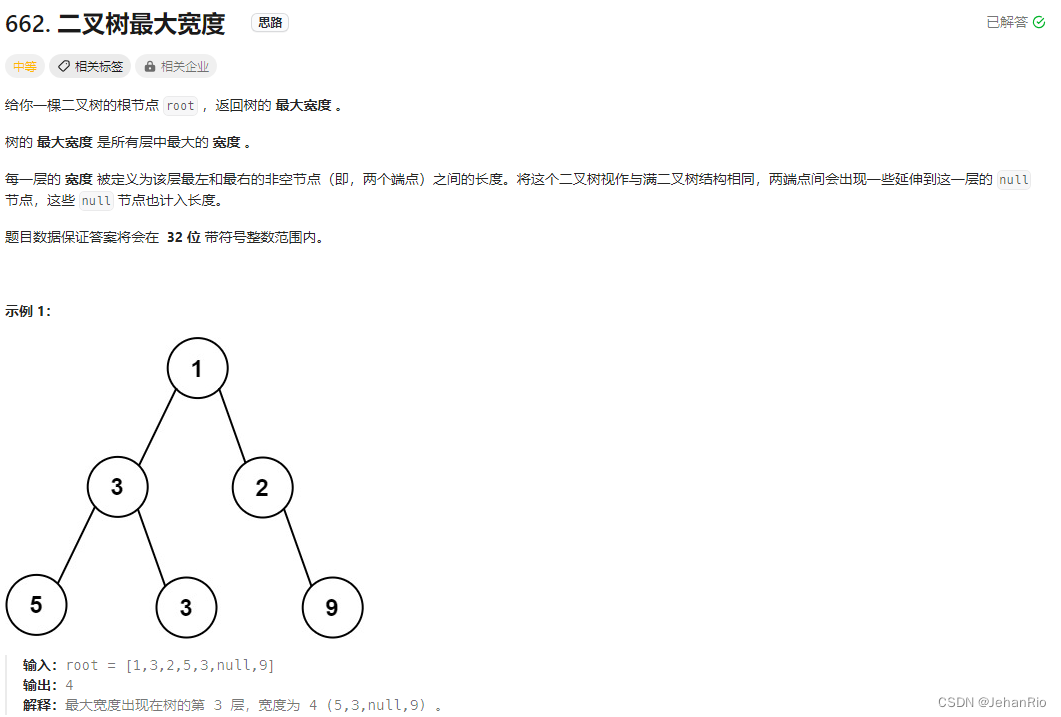 Leetcode 662. 二叉树最大宽度