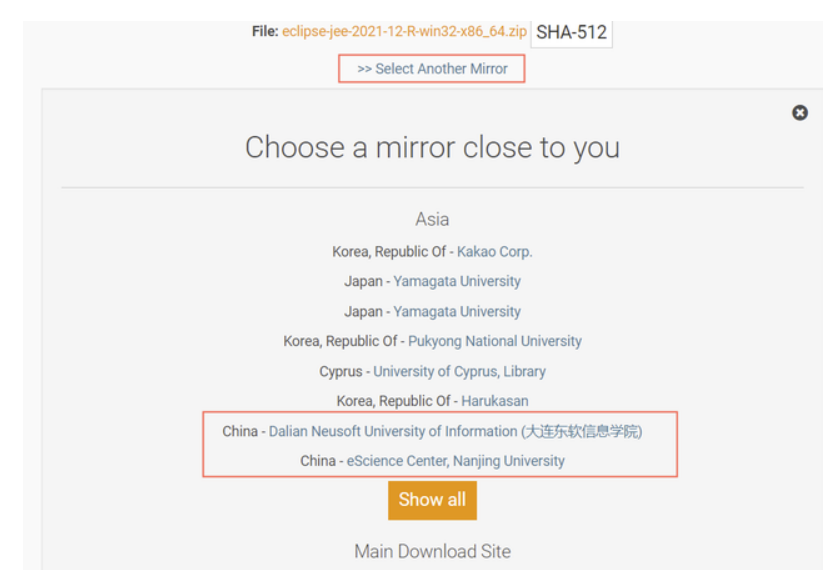 eclipse 国内镜像高速下载
