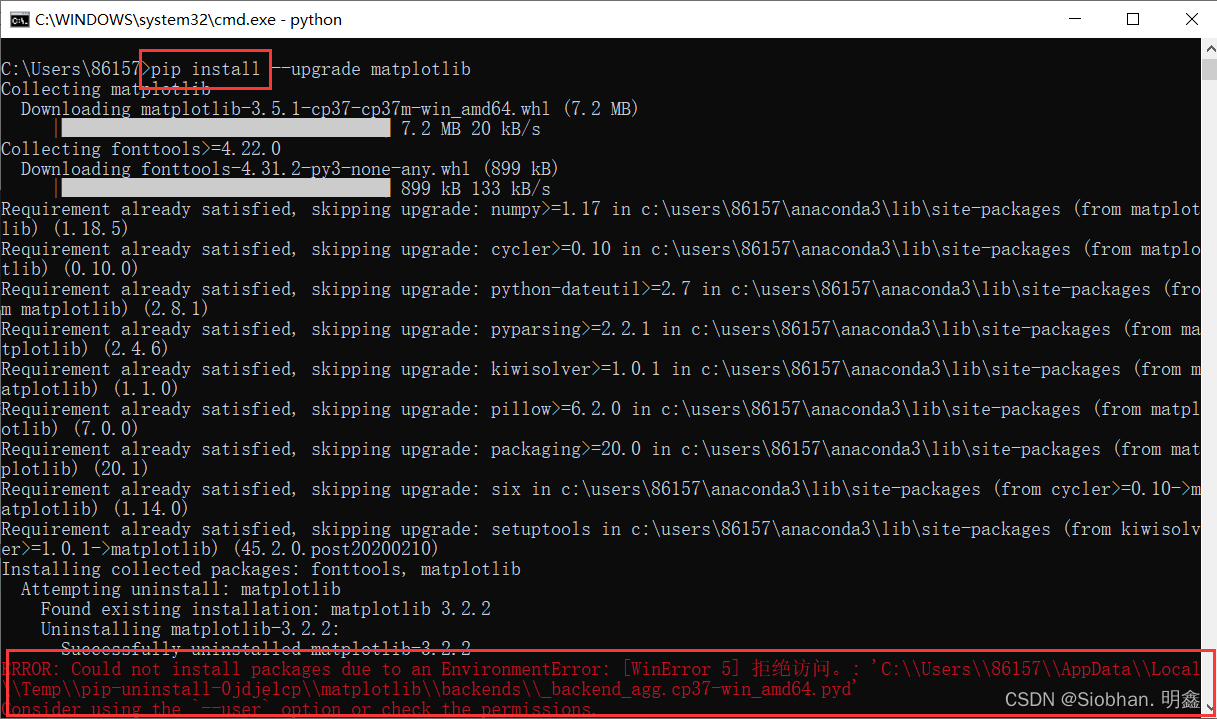 python中matplotlib:updated matplotlibrc file、查看库的版本和位置、EnvironmentError ...