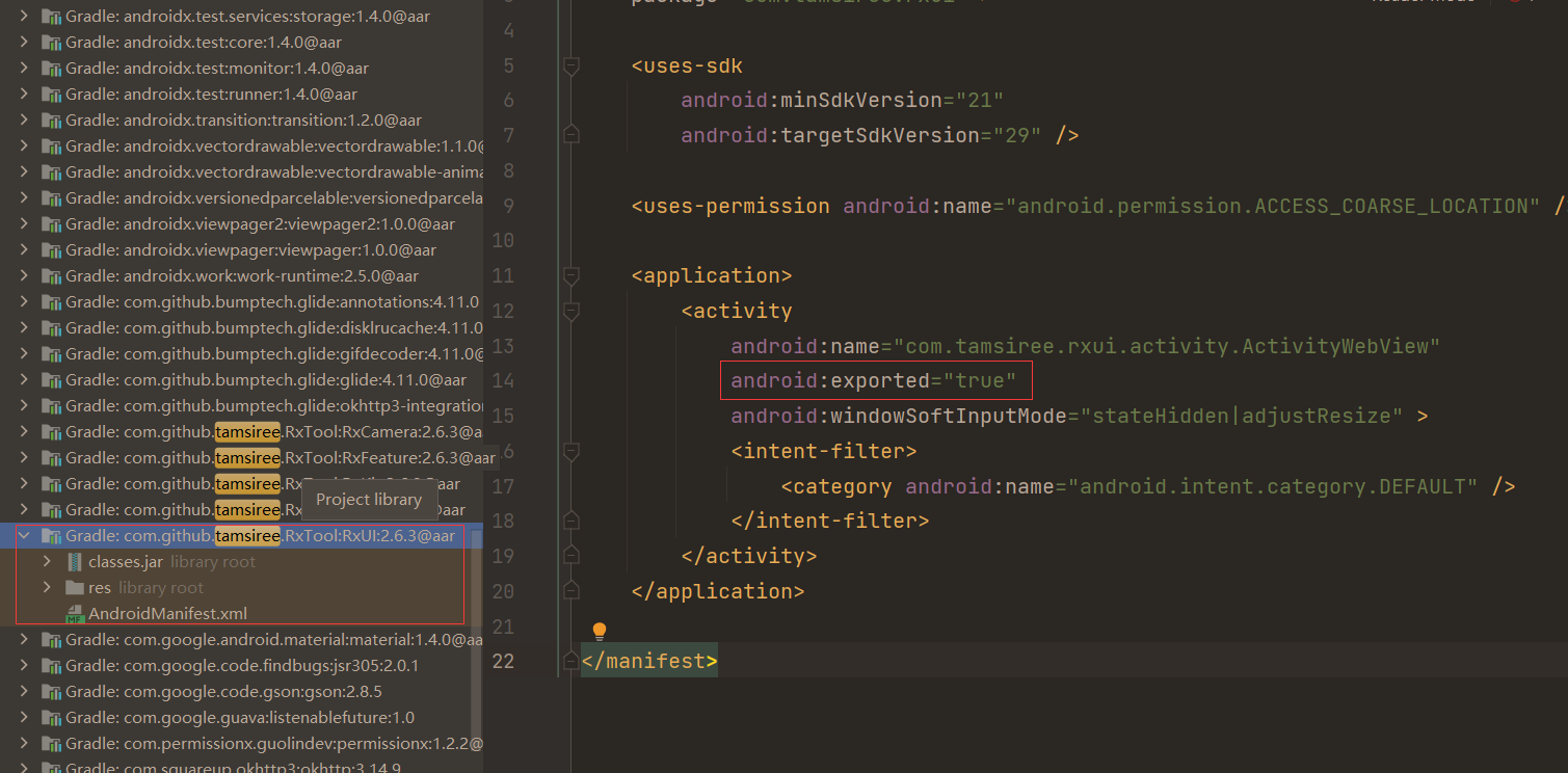 android:exported needs to be explicitly specified for element <activity ...