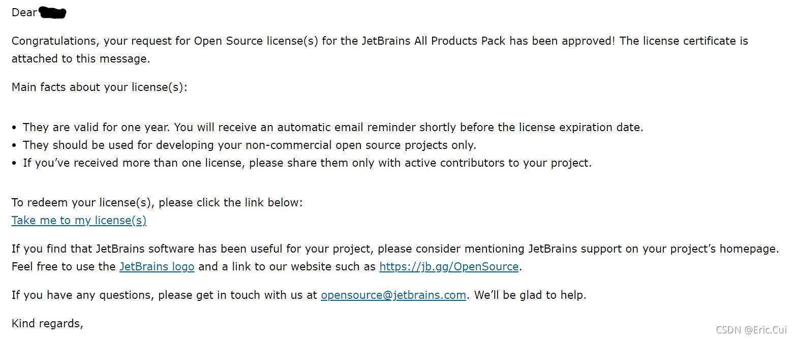 JetBrains All Products Pack LICENSE Open source Apply 之续期