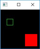 Green rectangular frame and red rectangular block