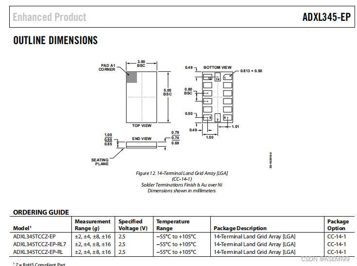 ASEMI代理ADXL345BCCZ-RL7原装ADI车规级ADXL345BCCZ-RL7