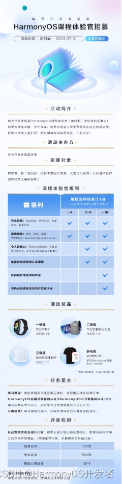 HarmonyOS课程体验官招募（第四期），寻找乐于分享，精益求精的伙伴