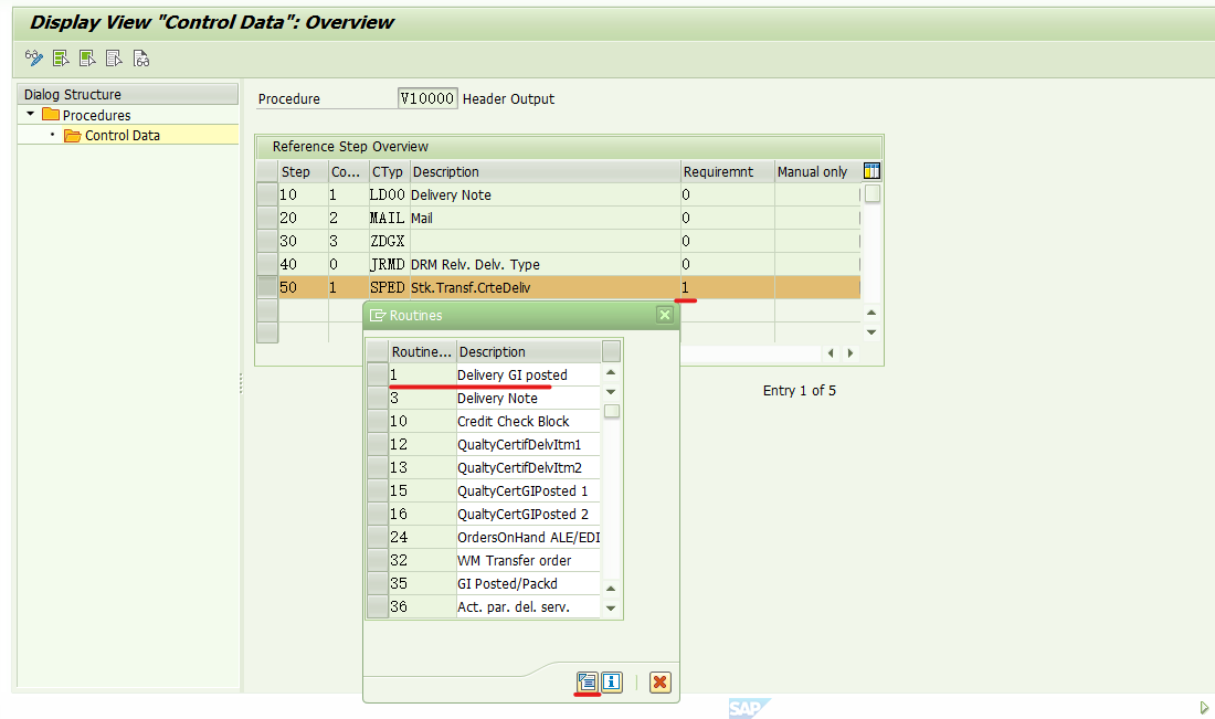 Output type SPED trigger inbound delivery after PGI for