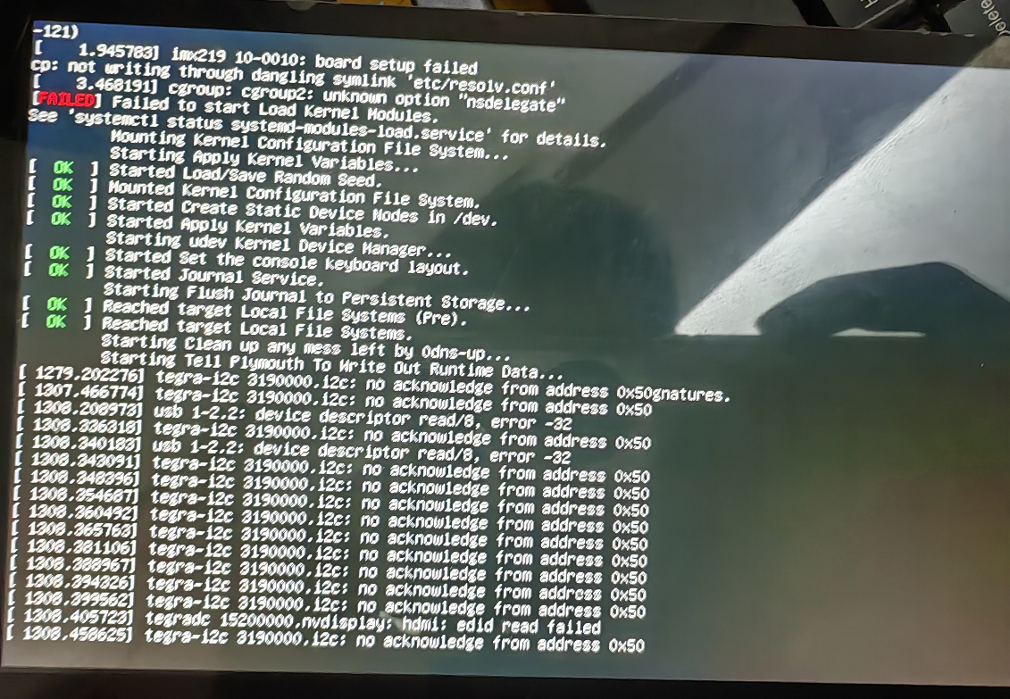 解决Jetson： Failed to start nvpmode1 server. 和Failed to start load kernel modules