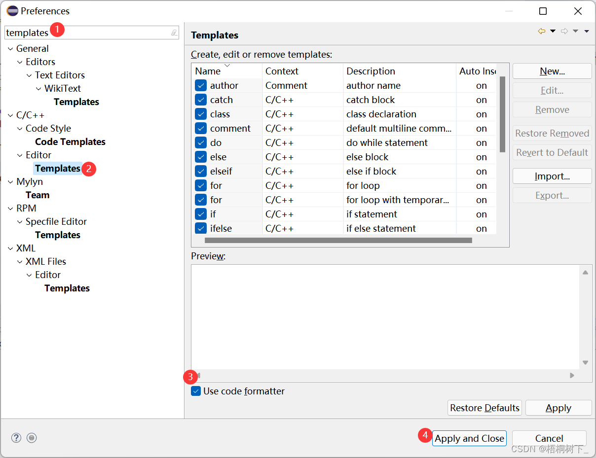 eclipse code formatter settings cdt