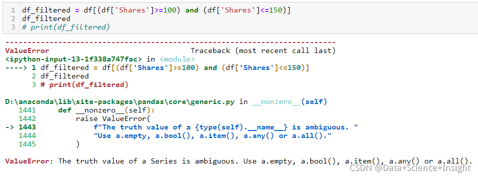 ValueError: The truth value of a Series is ambiguous. Use a.empty, a.bool(), a.item(), a.any() or a.