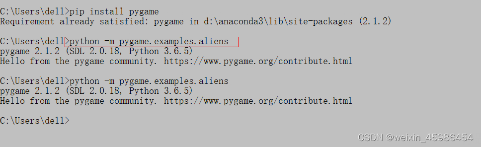 Install pygame using cmd - Programmer Sought