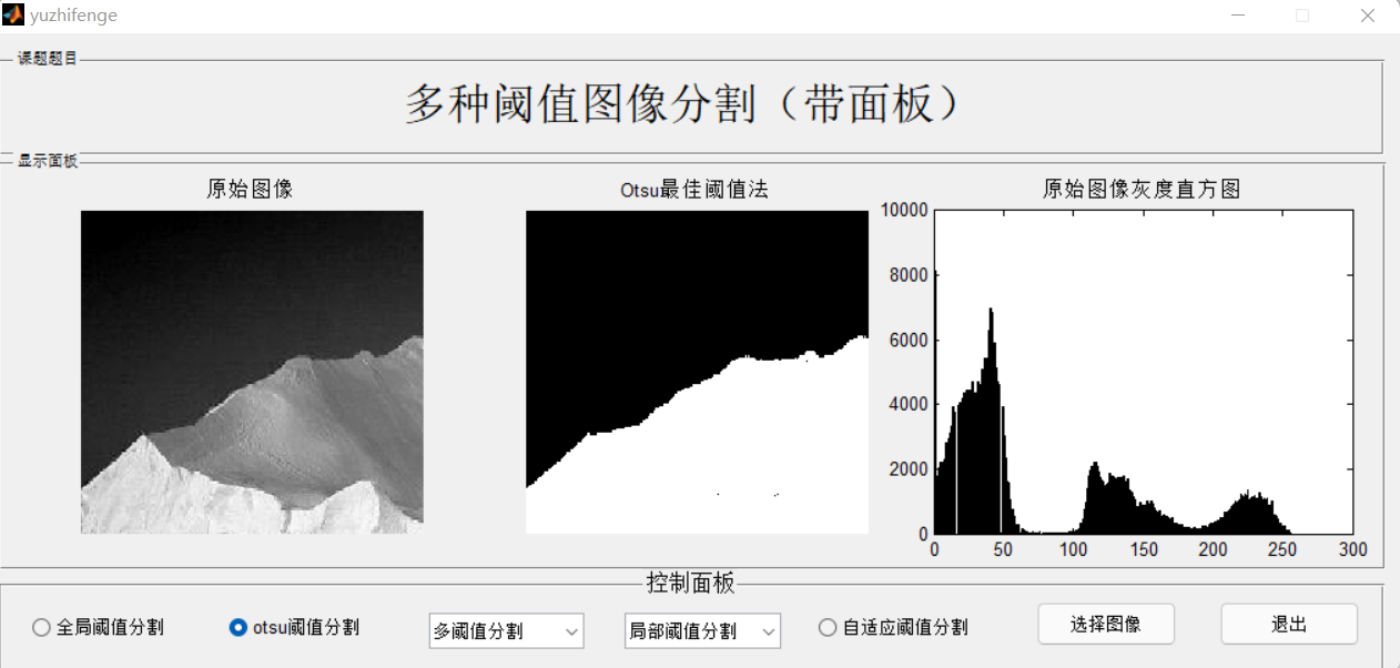 【图像分割】基于matlab GUI多种阈值图像分割（带面板）【含Matlab源码 733期】