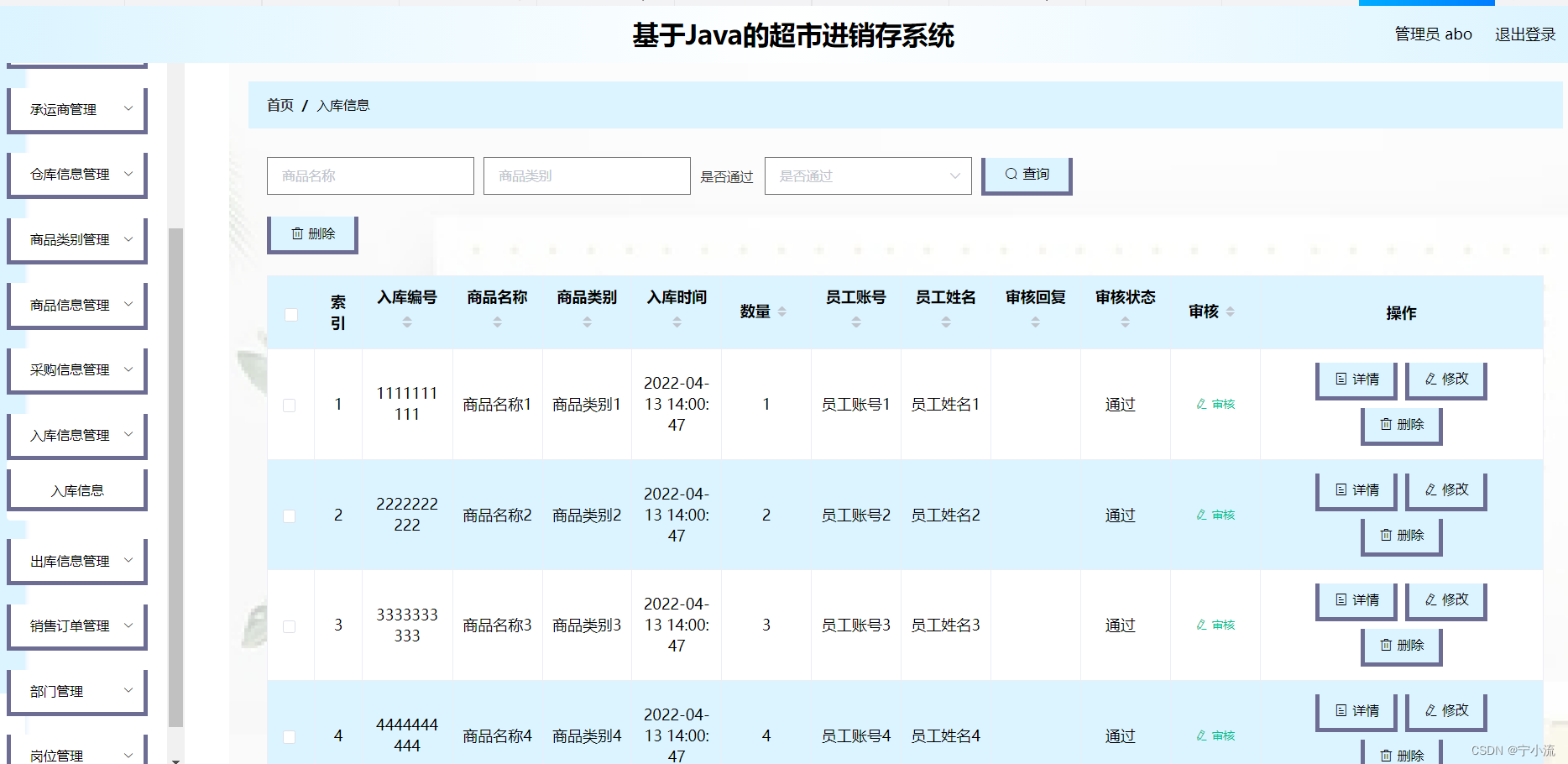 基于java的进销库存管理系统(Vue＋Springboot＋Mysql)前后端分离项目，附万字课设论文