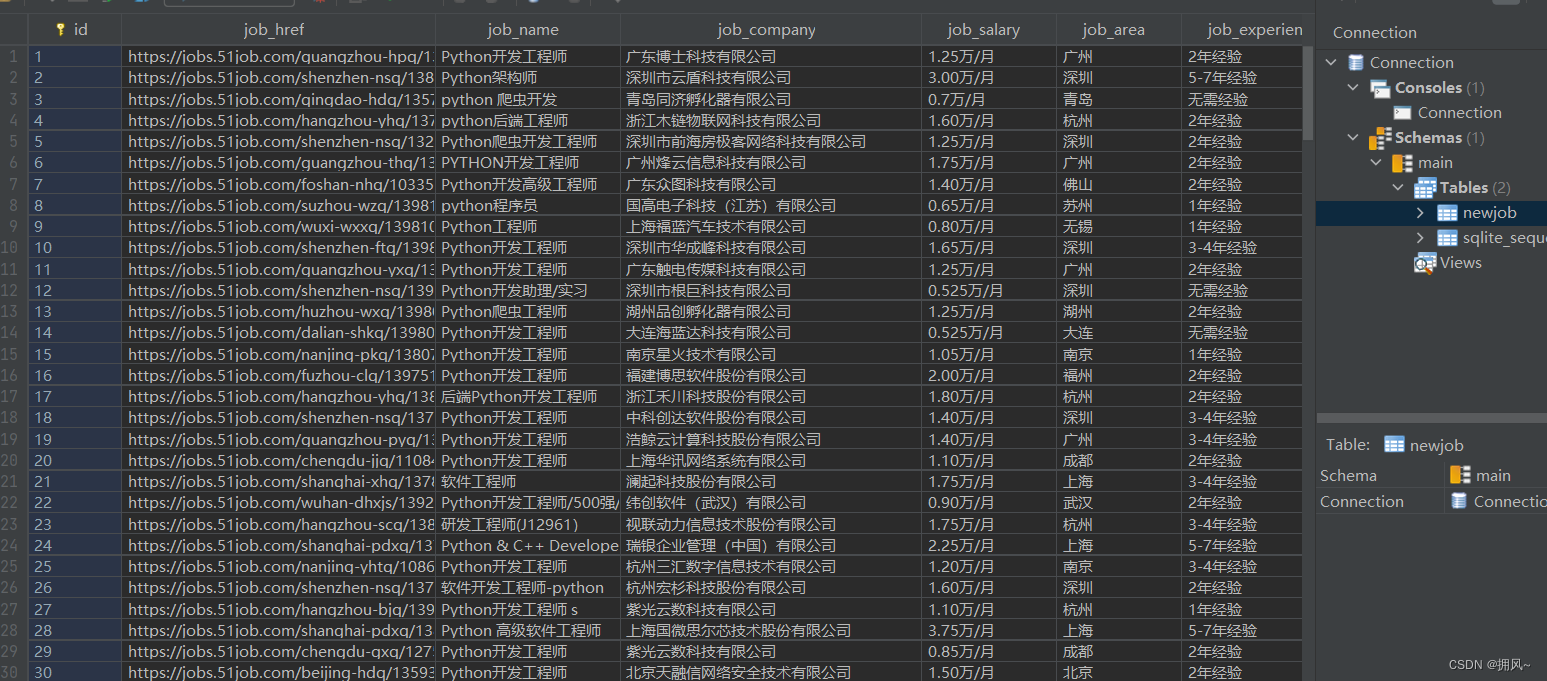 Python爬虫大作业+数据可视化分析（抓取python职位）