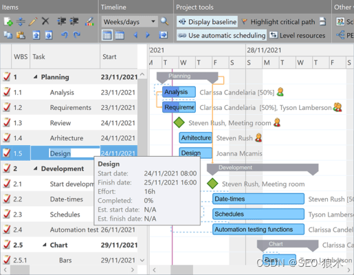 DlhSoft Gantt Chart Light Library自定义的网格列