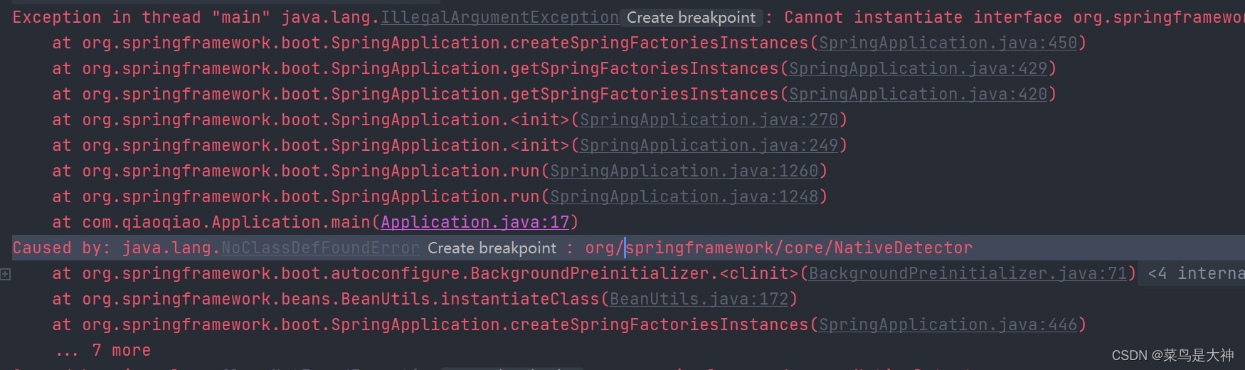 Exception in thread “main“ java.lang.IllegalArgumentException: Cannot instantiate interface org.spri