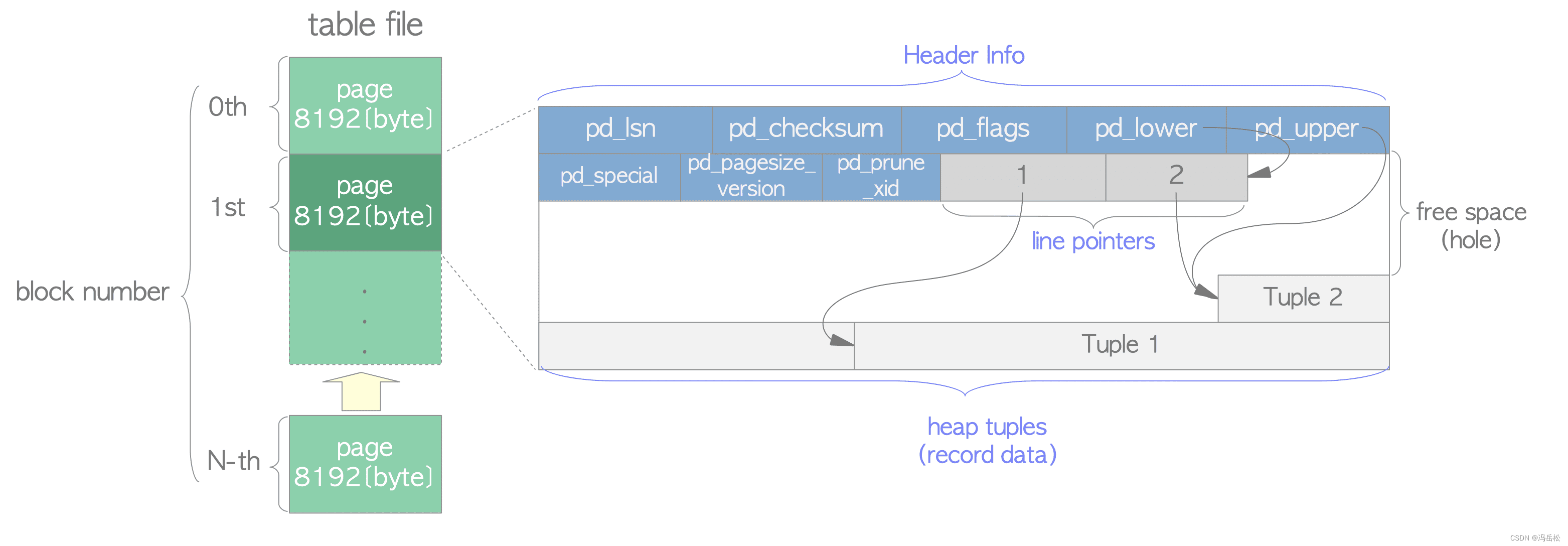 PostgreSQL表和元组的组织方式