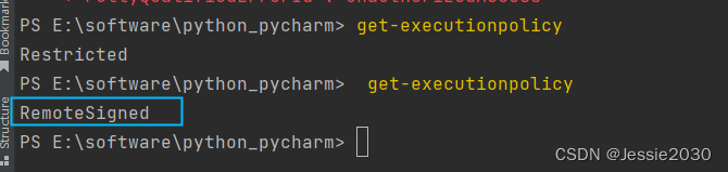 pycharm终端提示无法加载文件 E:\software\python_pycharm\venv\Scripts\activate.ps1，因为在此系统上禁止运行脚本。解决方案