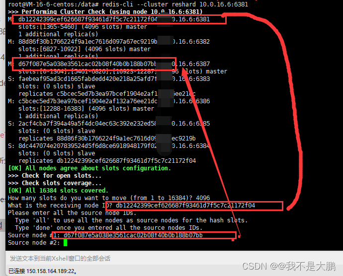 redis-cli --cluster reshard 10.0.16.6:6381