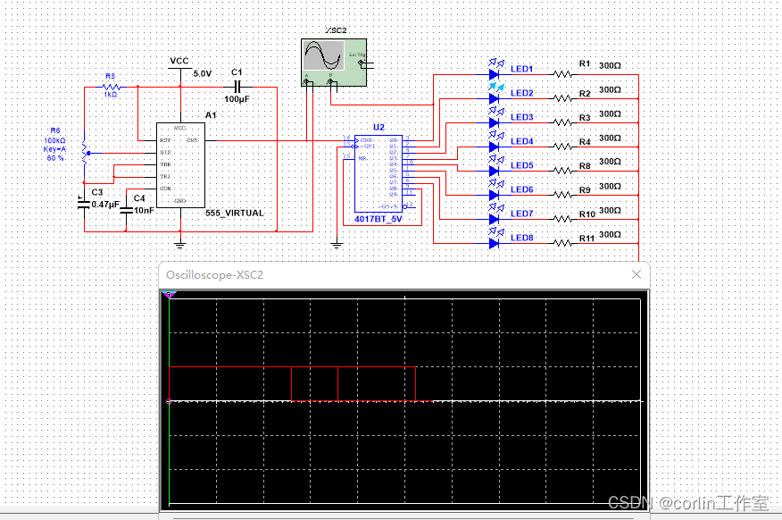 Multisim14.0仿真（八）LM555制作流水灯