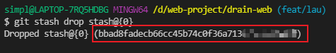 git stash drop stash@{0}