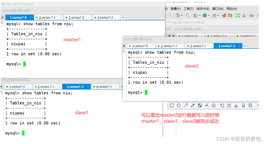 mysql 集群实验~~双主双从搭建