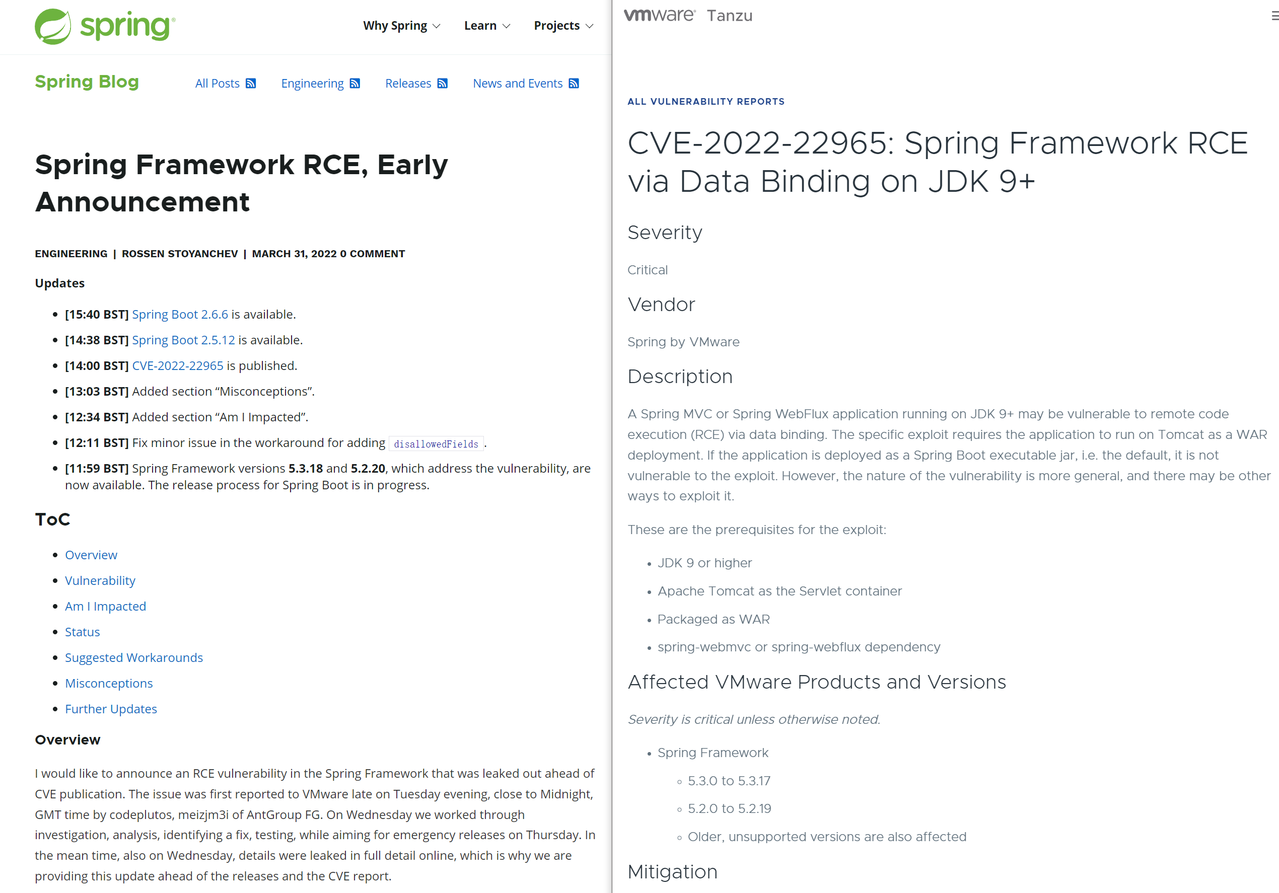 Spring RCE 0day高危漏洞预警（CVE-2022-22965: Spring Framework RCE via Data Binding on JDK 9+）后续来了