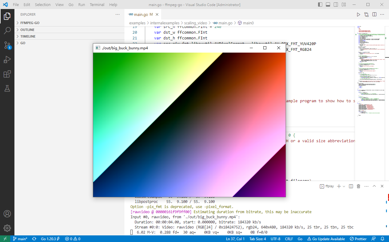 2023-05-04：用go语言重写ffmpeg的scaling_video.c示例，用于实现视频缩放（Scaling）功能。