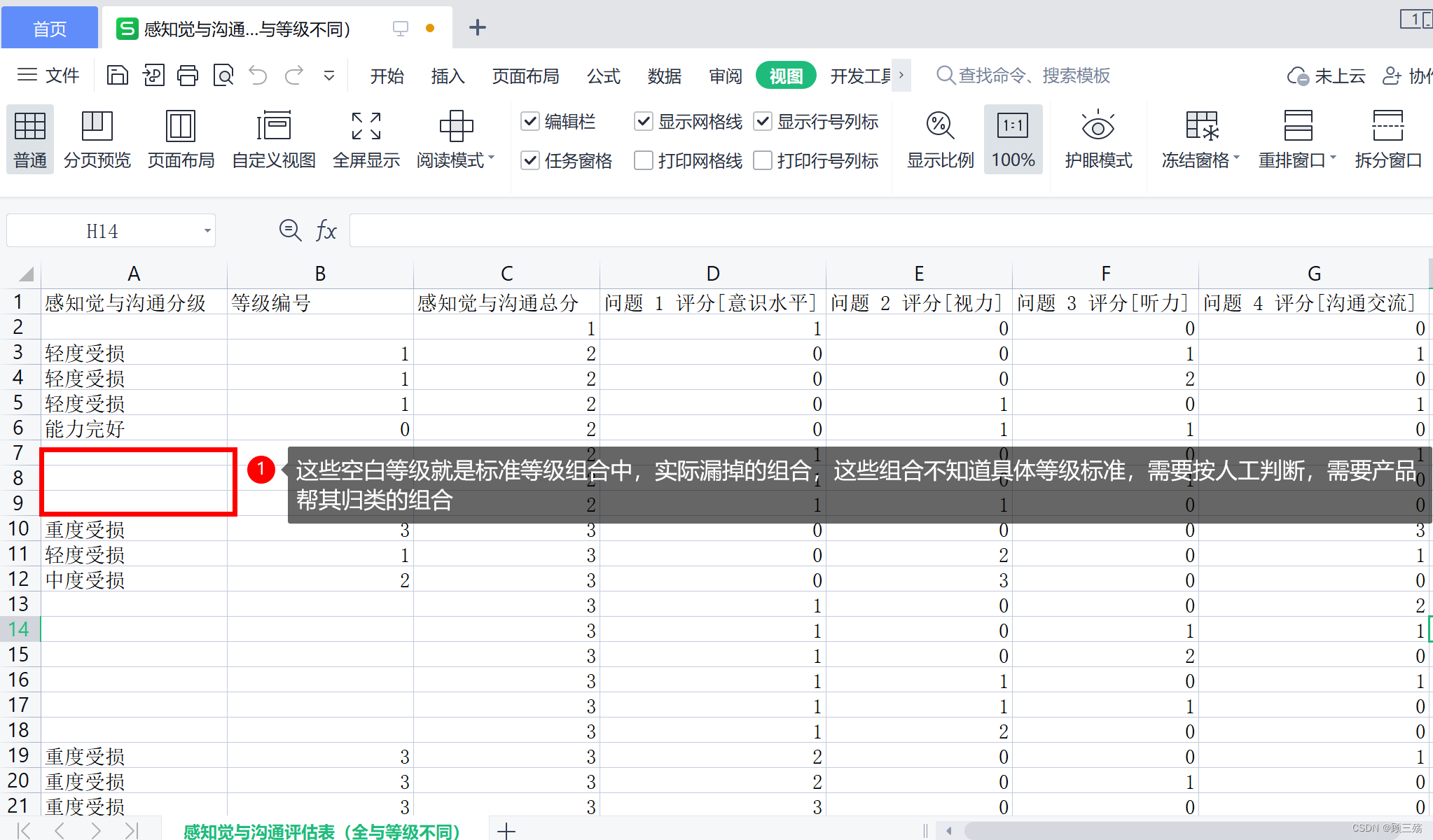 【Python】实战：生成多层嵌套笛卡尔积组合问卷 csv《感知觉与沟通评估表》