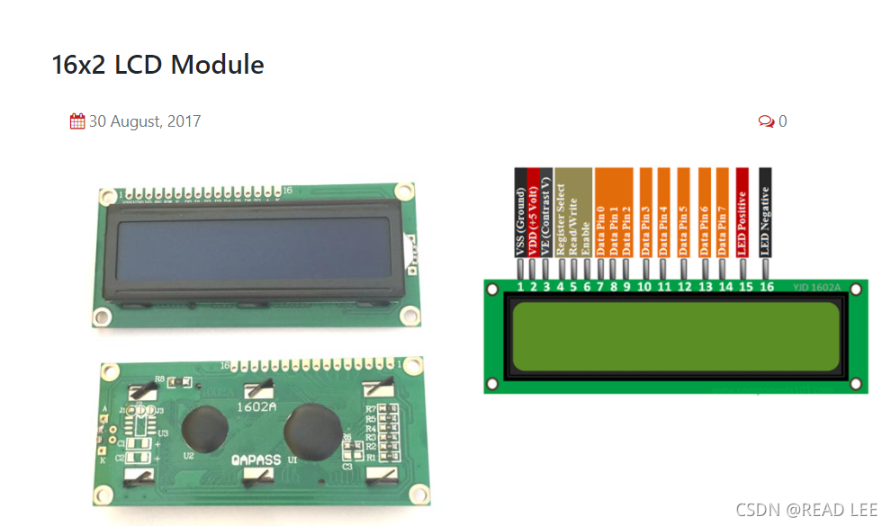 LCD 1602 硬件长相