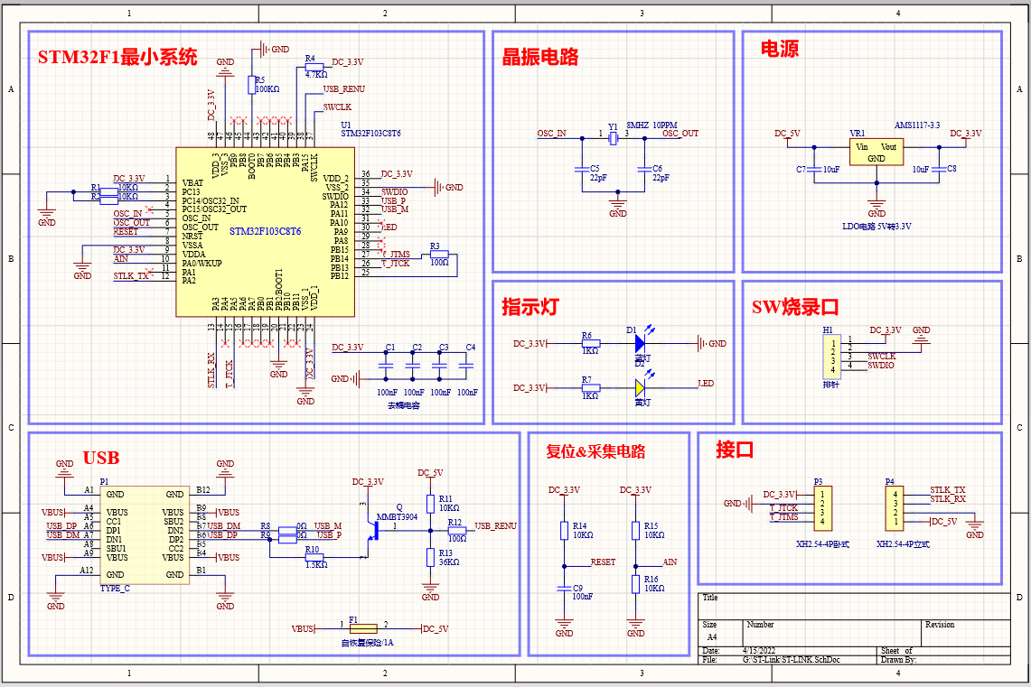 自制ST-Link V2.1教程(SWD调试+虚拟串口+虚拟U盘)_自制stlink-CSDN博客